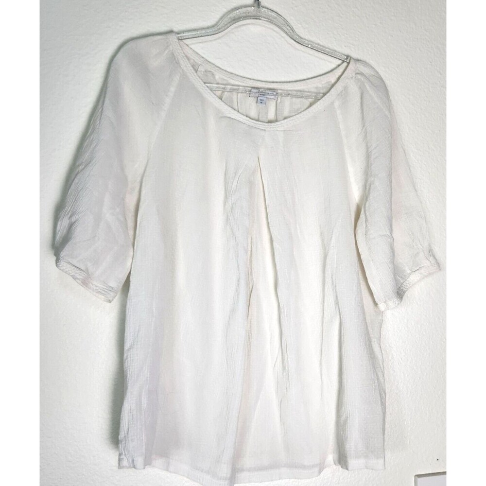 GAP Women's Lightweight Sheer Linen White Blouse Sz M